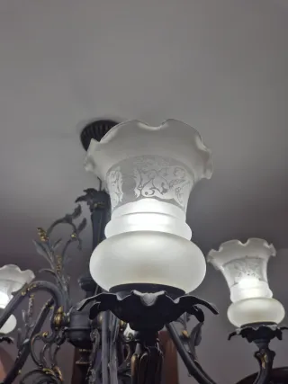 Lámpara techo vintage bronce con tulipas decristal