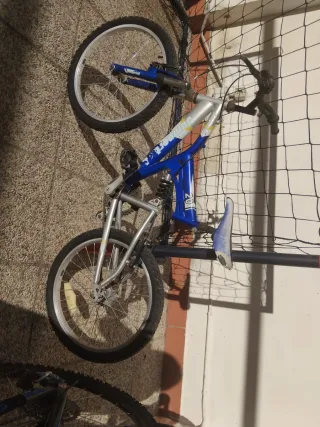 Bicicleta infantil azul y plateada