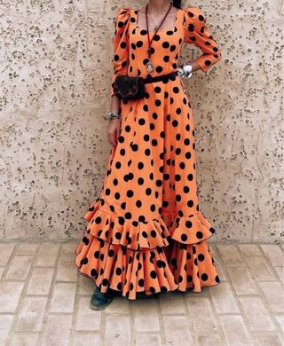Vestido Flamenca Lunares Naranja