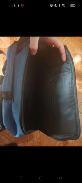 Mochila azul vaquera con bolsillo para portátil