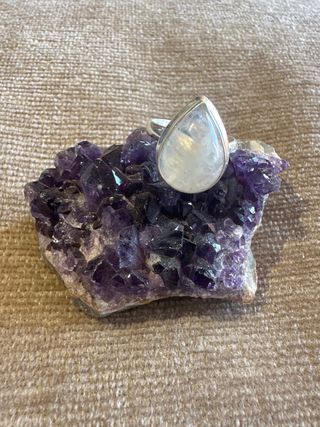 Anillo Piedra Luna Gota Plata