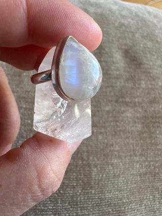 Anillo Piedra Luna Gota Plata