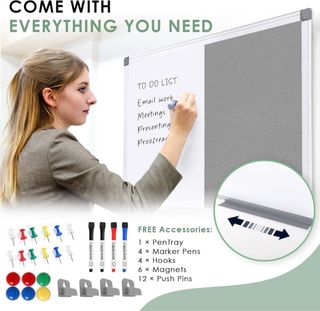 Pizarra Blanca Magnética 2 en 1 con Corcho 60x45