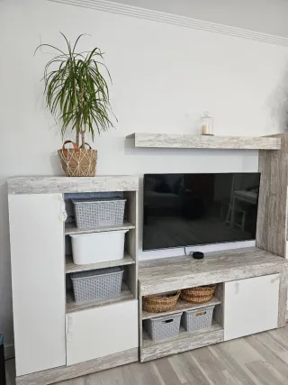 Mueble Salón Blanco y Madera COMO NUEVO