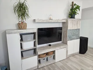 Mueble Salón Blanco y Madera COMO NUEVO