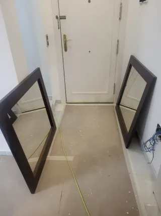 Espejo de baño madera y cristal