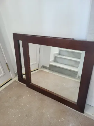 Espejo de baño madera y cristal