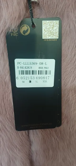 Abrigo rosa nude pelo natural talla L