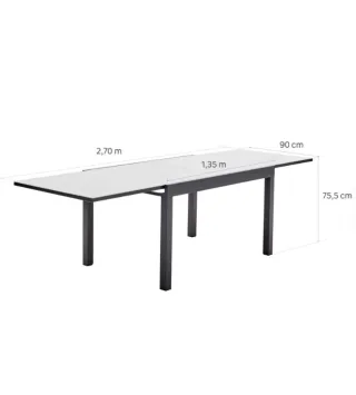 Mesa de jardín cristal y metal