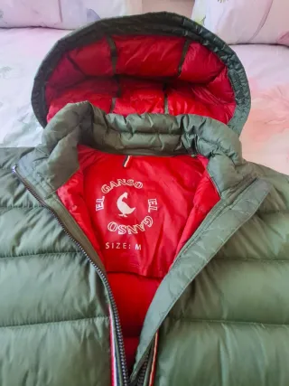 Cazadora plumas El Ganso verde y roja
