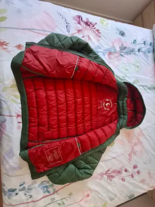 Cazadora plumas El Ganso verde y roja