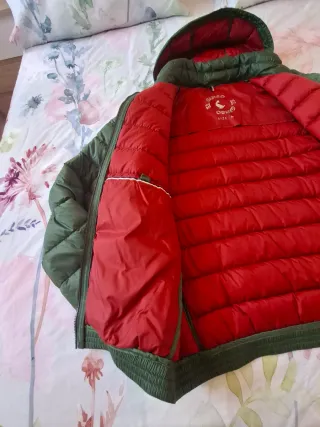 Cazadora plumas El Ganso verde y roja