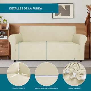 Fondello Antiscivolo Elastico per Divano 3 Posti Beige