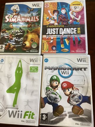 4 Mandos y Volante Wii y balance board  4 juegos