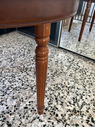 Mesa redonda madera maciza y cristal