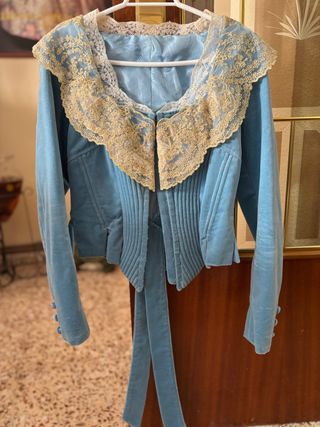 Corpiño Fallera Azul, en terciopelo