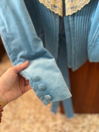 Corpiño Fallera Azul, en terciopelo