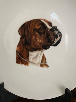 PLATO PORCELANA BOXER! PERRO DECORATIVO KAISER!