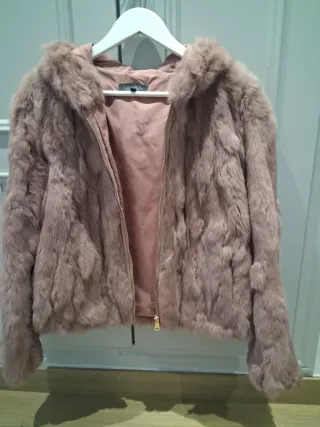 Chaqueta de pelo natural rosa