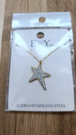 Conjunto Collar y Pendientes Estrella Acero