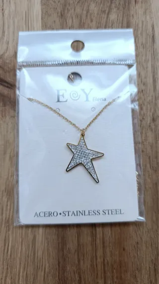 Conjunto Collar y Pendientes Estrella Acero