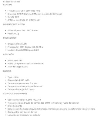 Teléfono Fijo Inalámbrico Adoc V1 con Tarjeta SIM