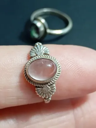 Anillo Plata Ley cuarzo rosa talla exacta 13,5mm