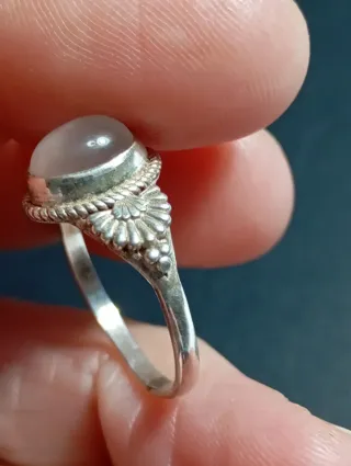 Anillo Plata Ley cuarzo rosa talla exacta 13,5mm