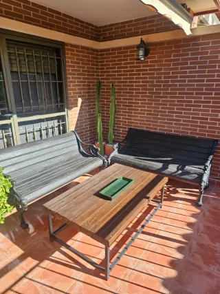 Bancos de jardín antiguo madera y forja