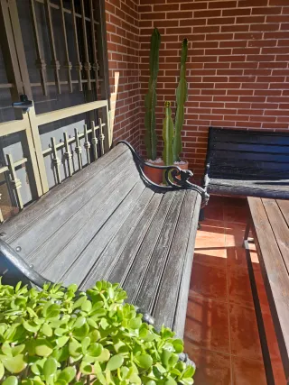 Bancos de jardín antiguo madera y forja