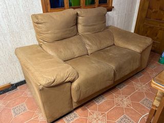 Sofá 2 plazas beige/marrón