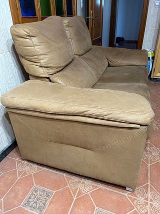 Sofá 2 plazas beige/marrón