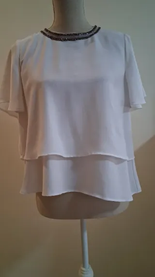 Camisa blanca fiesta con pedrería