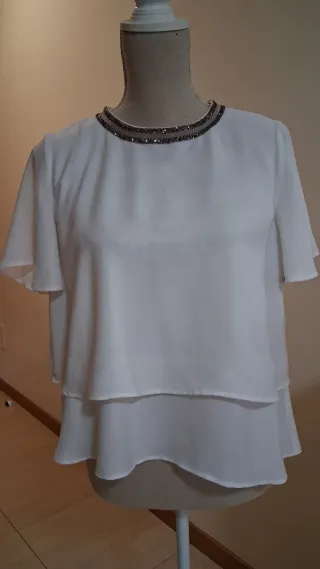 Camisa blanca fiesta con pedrería