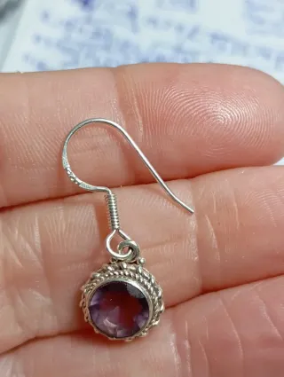 Pendientes Plata Ley Amatista Morada