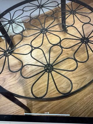 Mesita auxiliar cristal y metal