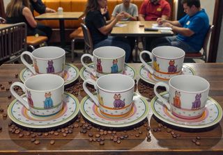 Set 6 Tazzine Fine Master Porcellana Gatti