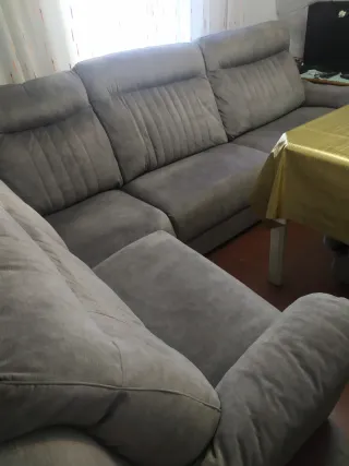Sofá rinconera 3+2 plazas tela gris