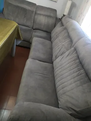 Sofá rinconera 3+2 plazas tela gris