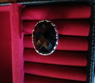 Anillo Tous Negro y Plateado