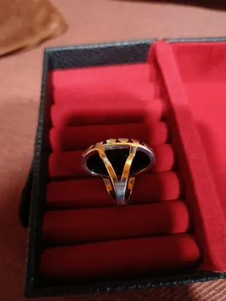 Anillo Tous Negro y Plateado