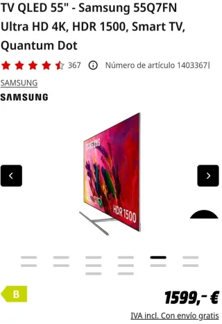 Samsung QLED 55 4K HDR10+ Quantum Dot TV