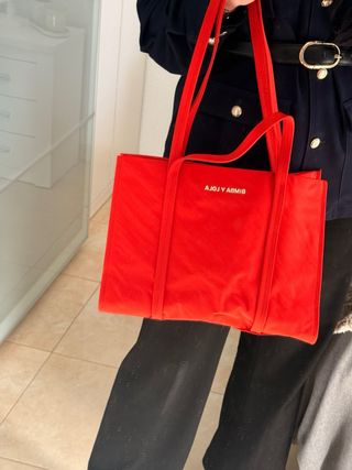 Bolso shopper lona BIMBA Y LOLA rojo. Sin estrenar