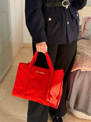 Bolso shopper lona BIMBA Y LOLA rojo. Sin estrenar