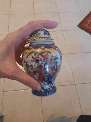 Antico Vaso Cinese Porcellana Decorato