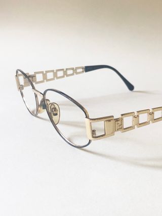 142-Montatura dorata FENDI ovale originale vintage