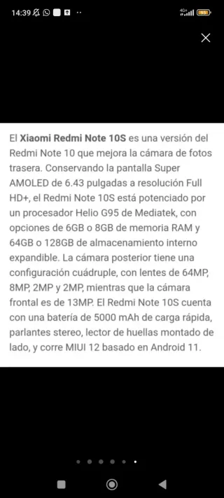 REDMI NOTE 10S 6+2/128NO ENVIO LEER TODO