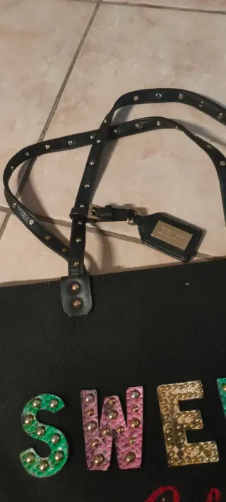 Borsa donna nera Cafènoir con borchie