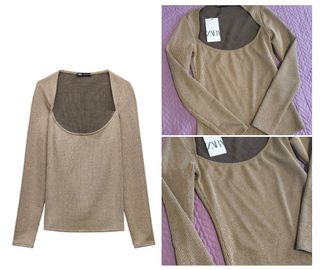 Camiseta Zara brillos talla única con etiqueta