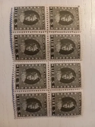 N.8 Marca da Bollo Lire 5 Italia Vintage francobol